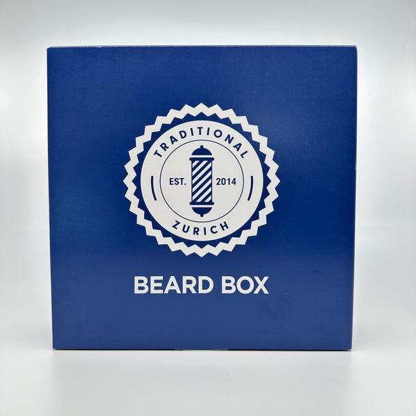 Beard Box mit Beard Scrub, Beard Treatment und Shave & Beard Oil, Vorderansicht