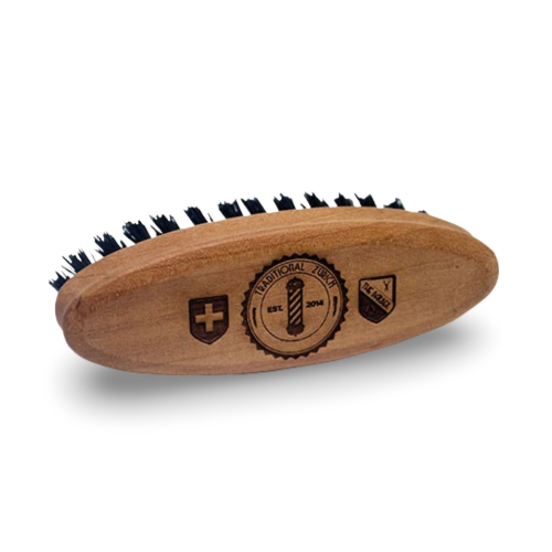 Bartbürste oval klein – Naturborste auf Birnbaumholz
