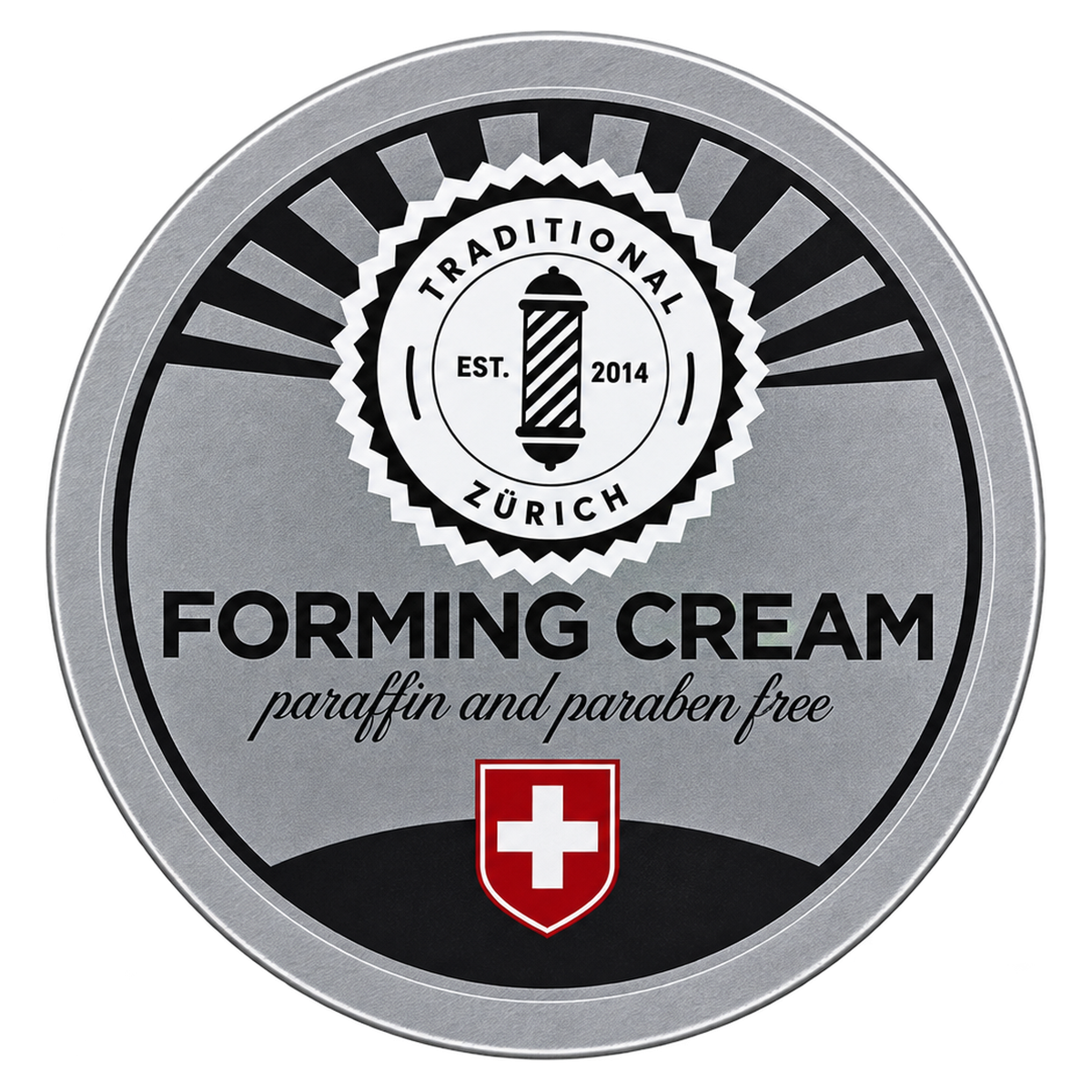 Forming Cream 90 g von Traditional Zürich — mattes Haarwachs in der Alu-Dose, Vorderseite